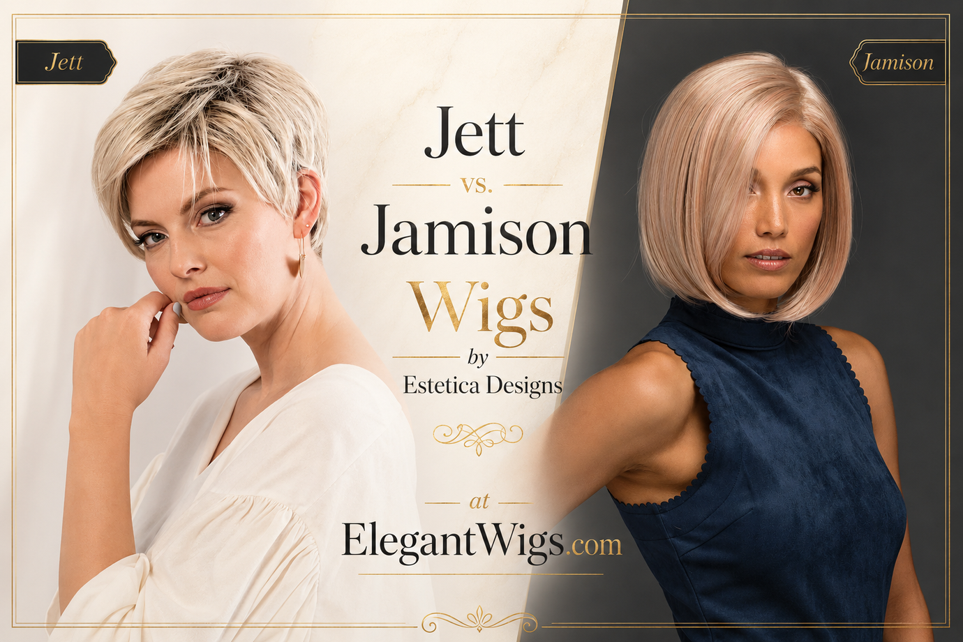 Jett vs. Jamison Wig by Estetica Designs: Bold Short Cut or Sleek A-Line Bob?